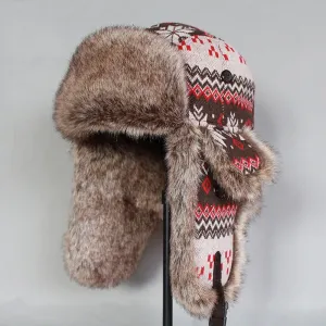 Winter  Bomber Hat Women  Russian Faux Fur  Trapper Hat  Men Ushanka Snow Cap with Earflaps