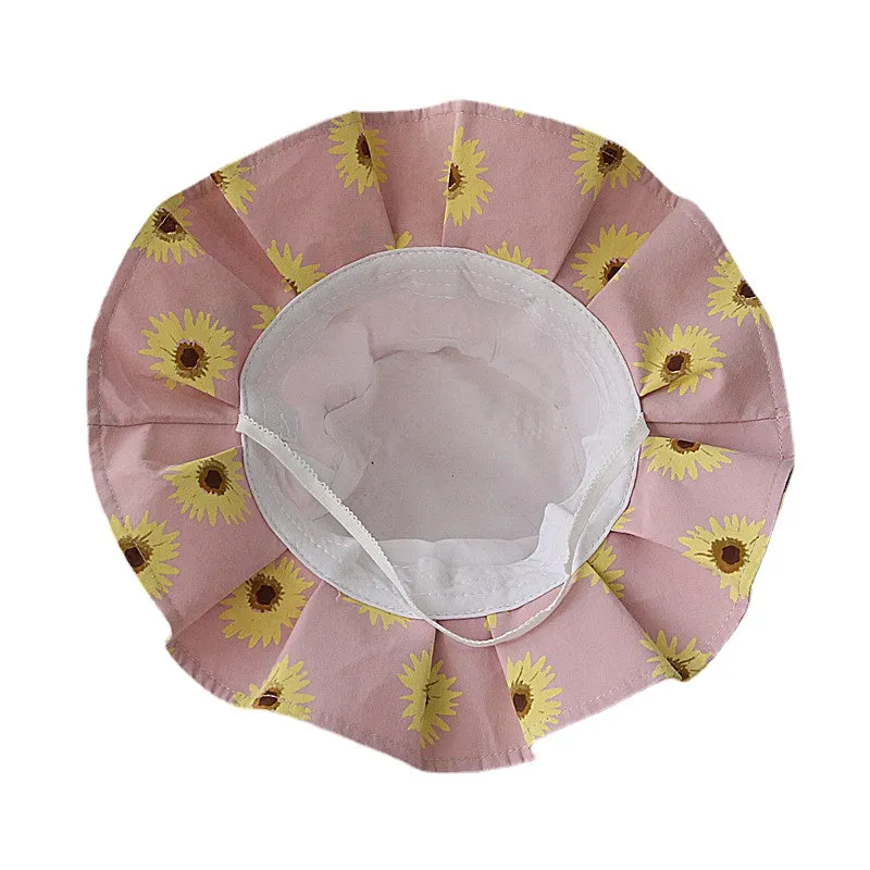 1-4 Years Old Girl Spring and Summer SUNFLOWER Children's Bucket Hat Outdoor Sun-Shade Sun Protection