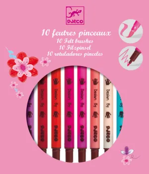 10 Felt Tip Brush Pens Sweet by Djeco