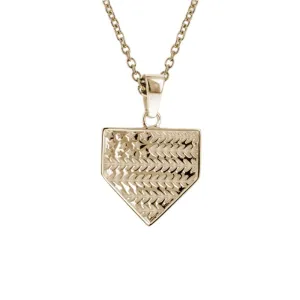 American Flag Baseball Home Plate Necklace | Gold