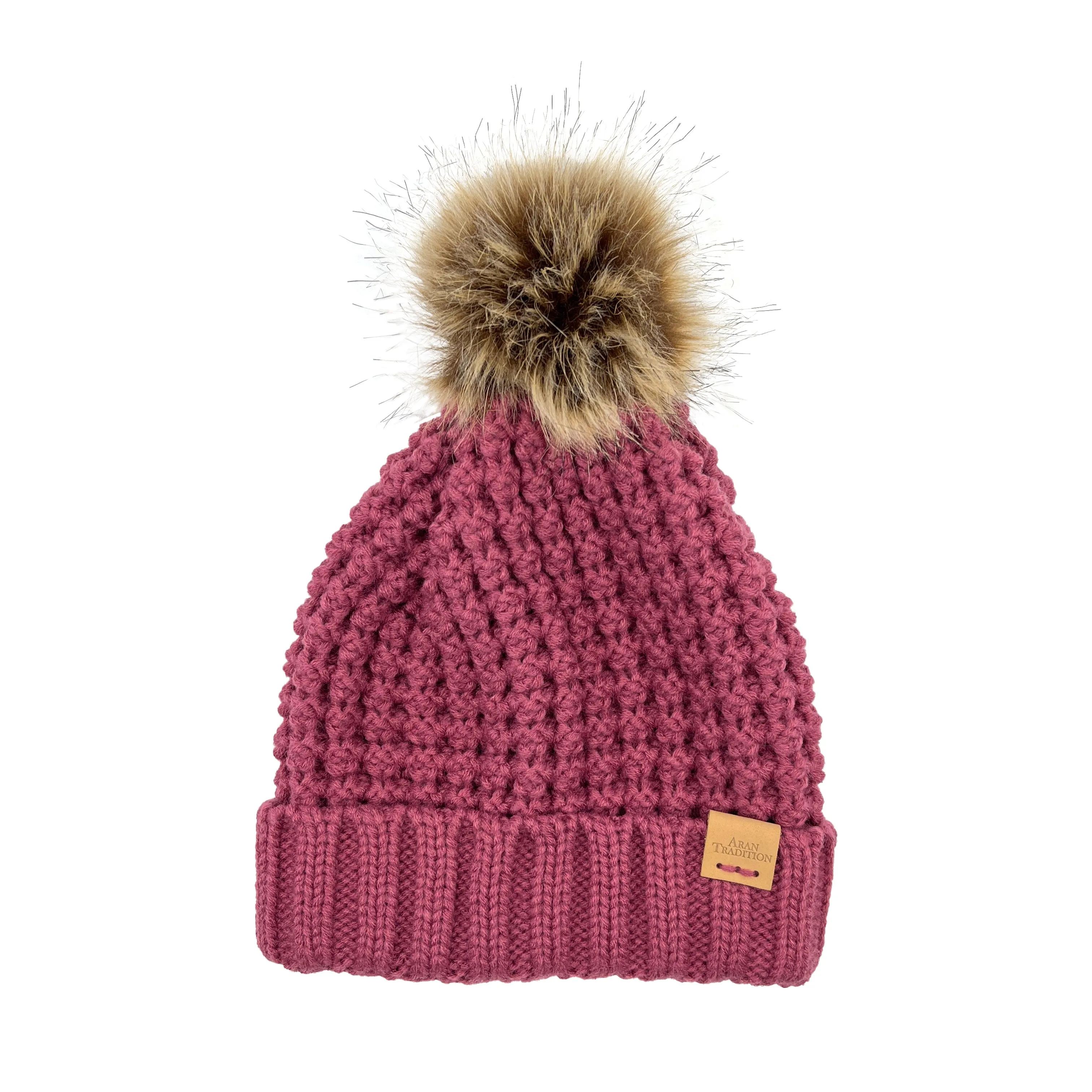 Aran Popcorn Stitch Bobble Hat