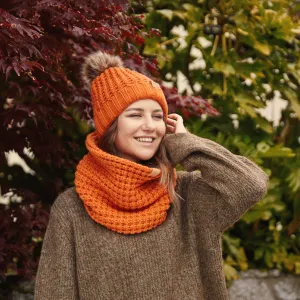 Aran Popcorn Stitch Bobble Hat