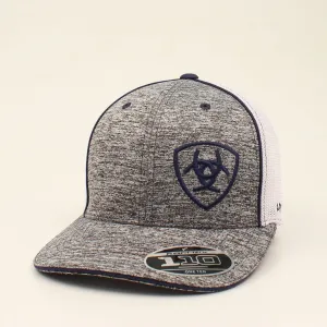 Ariat Flexfit Navy Logo White Mesh Grey Heather Cap