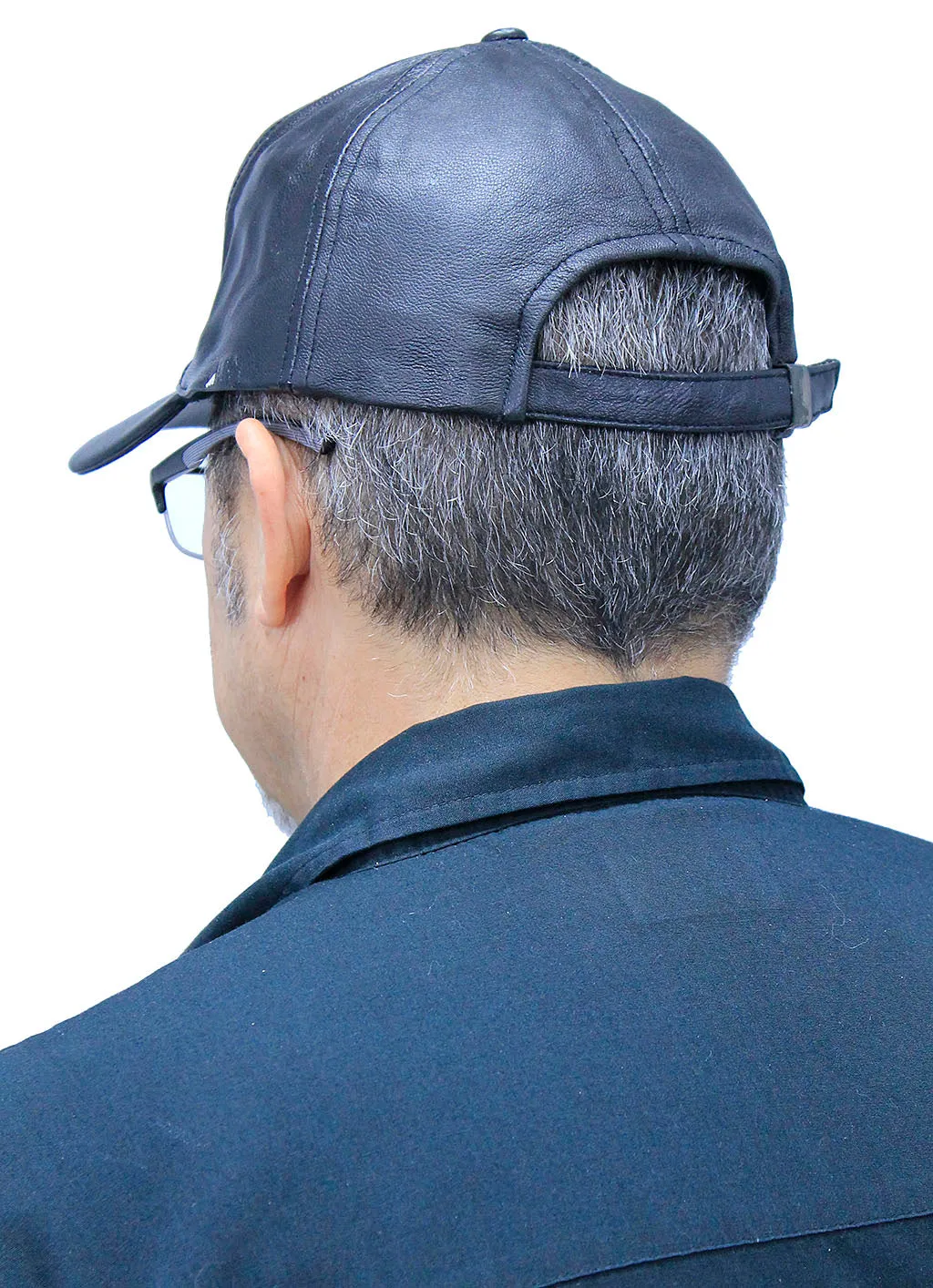 Black Leather Baseball Cap #H43LK