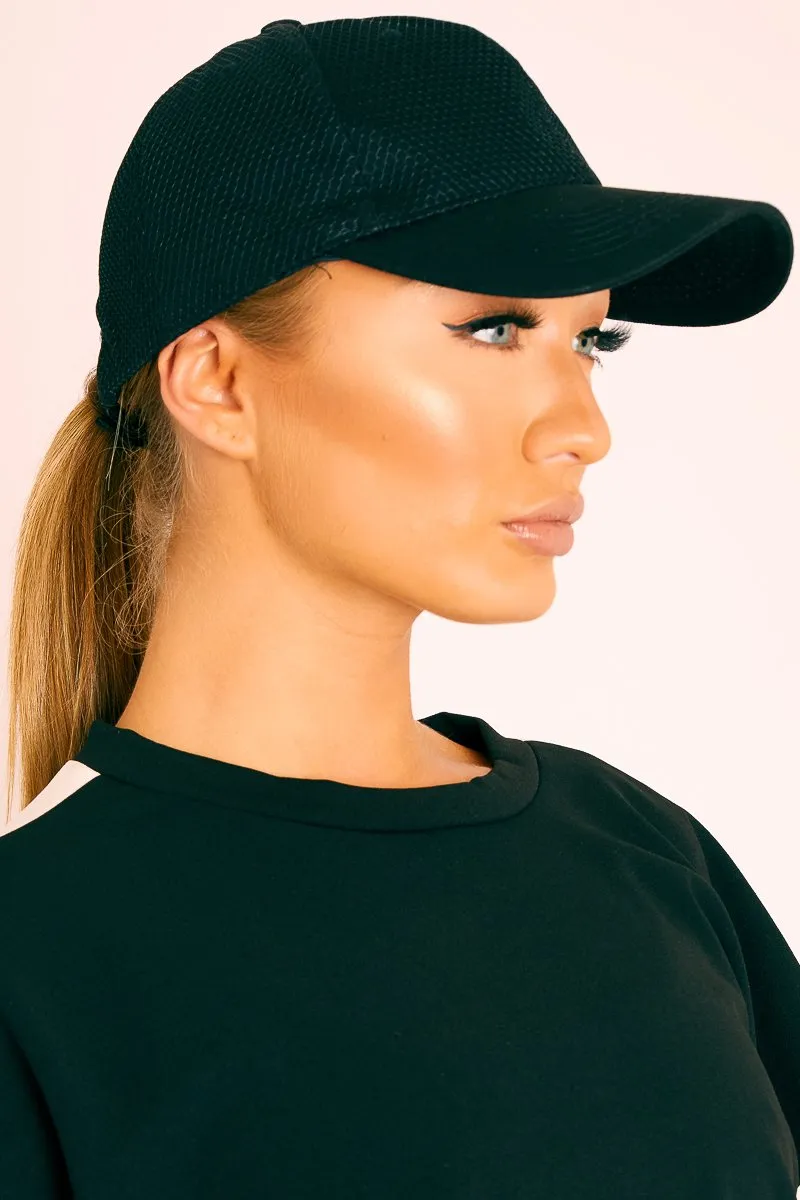 Black Netted Mesh Baseball Cap - Maliyah