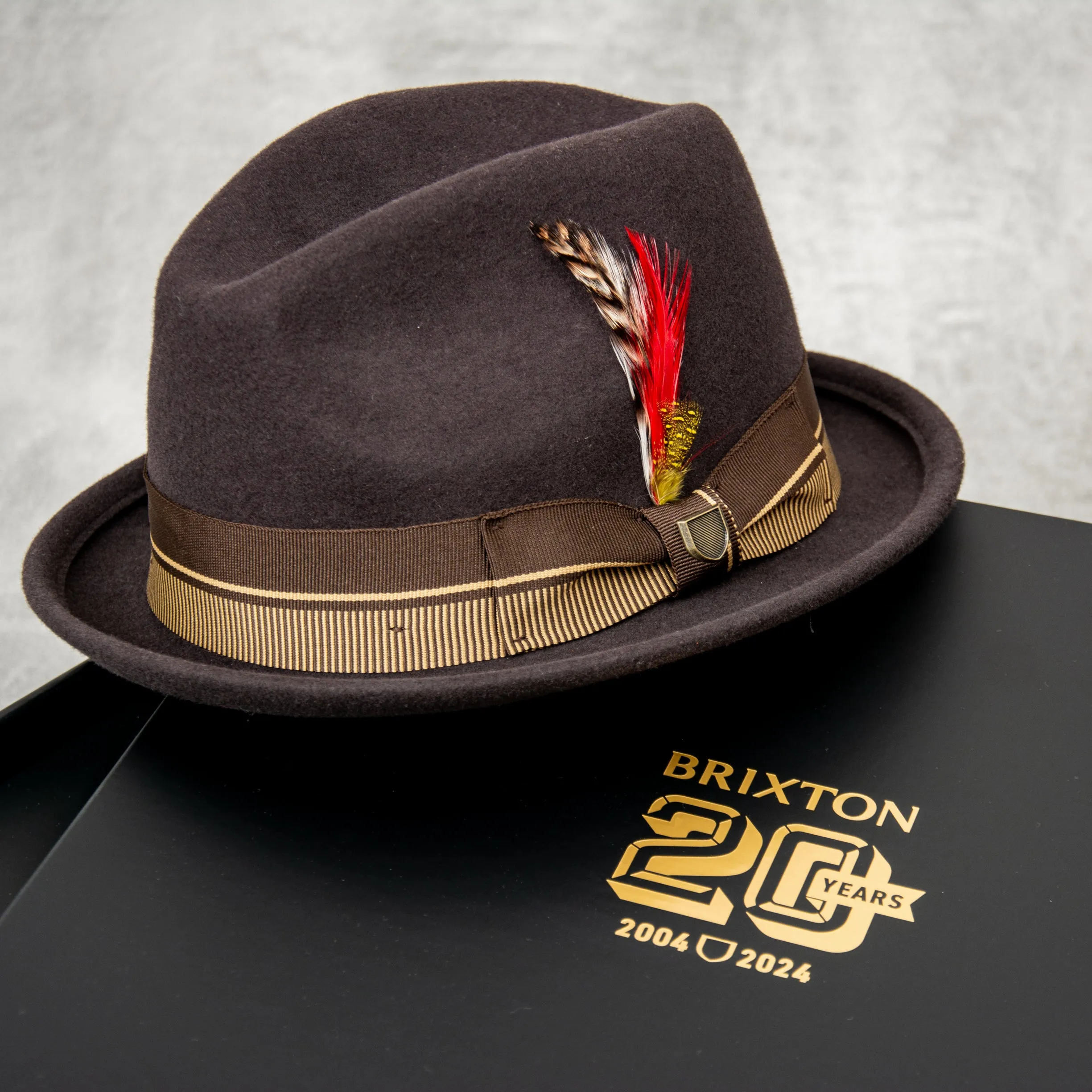 Brixton Gain 20th Anniversary Fedora - Chocolate / Gold