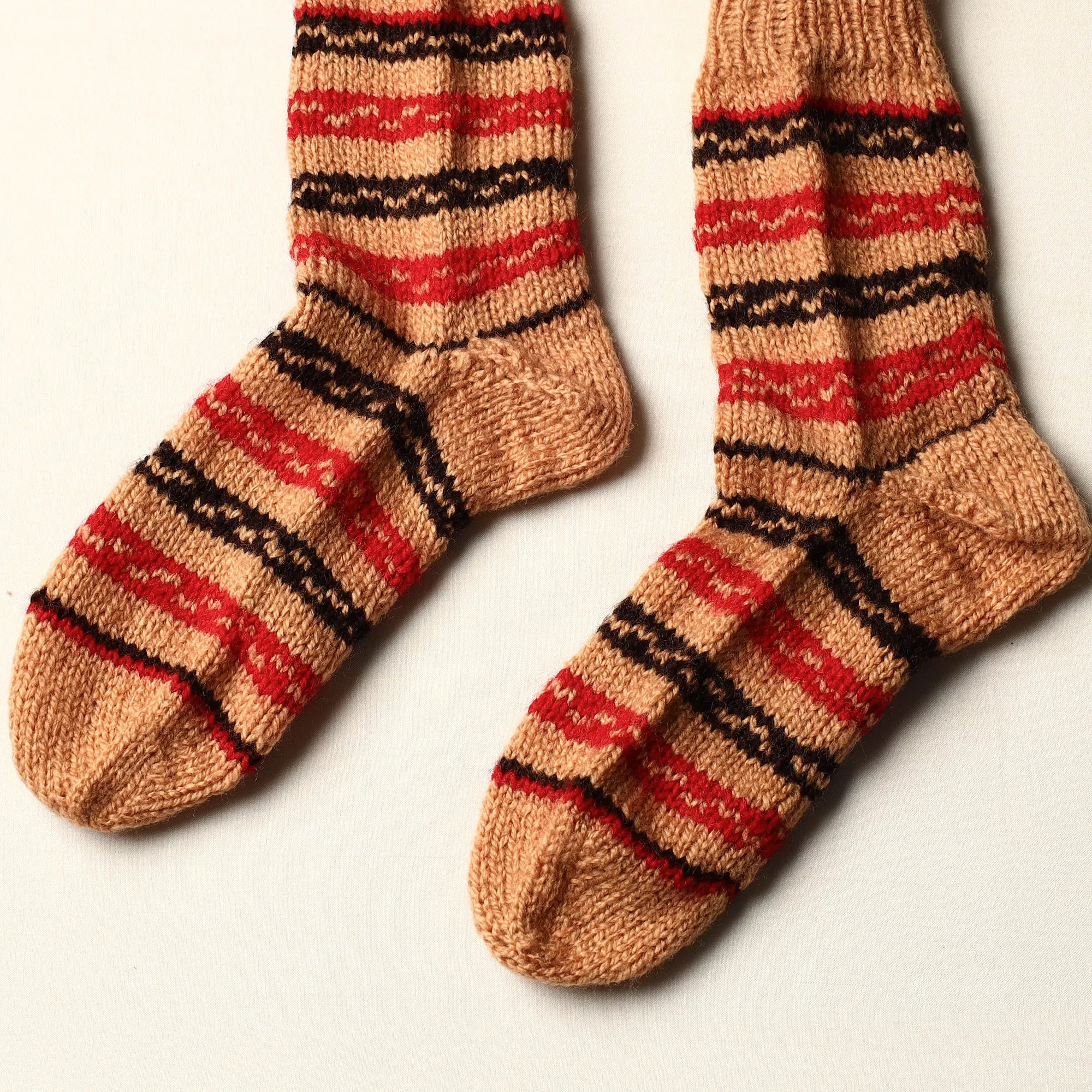 Brown - Kumaun Hand Knitted Woolen Socks (Adult)