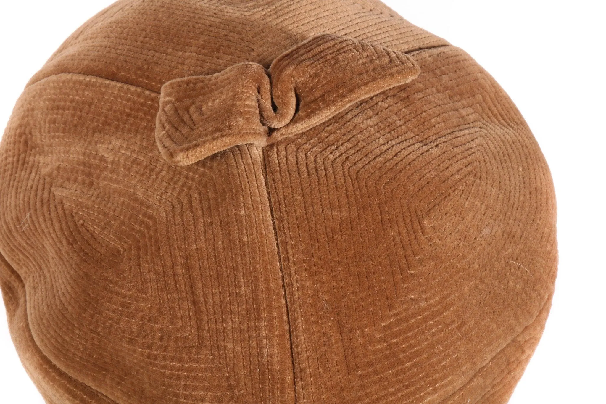 Brown Vintage Beret Style Hat with Stitching detail and Bow Size 53cm (S)