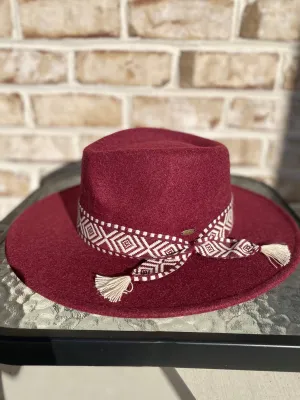 CC Felt Hat with Geometric Trim