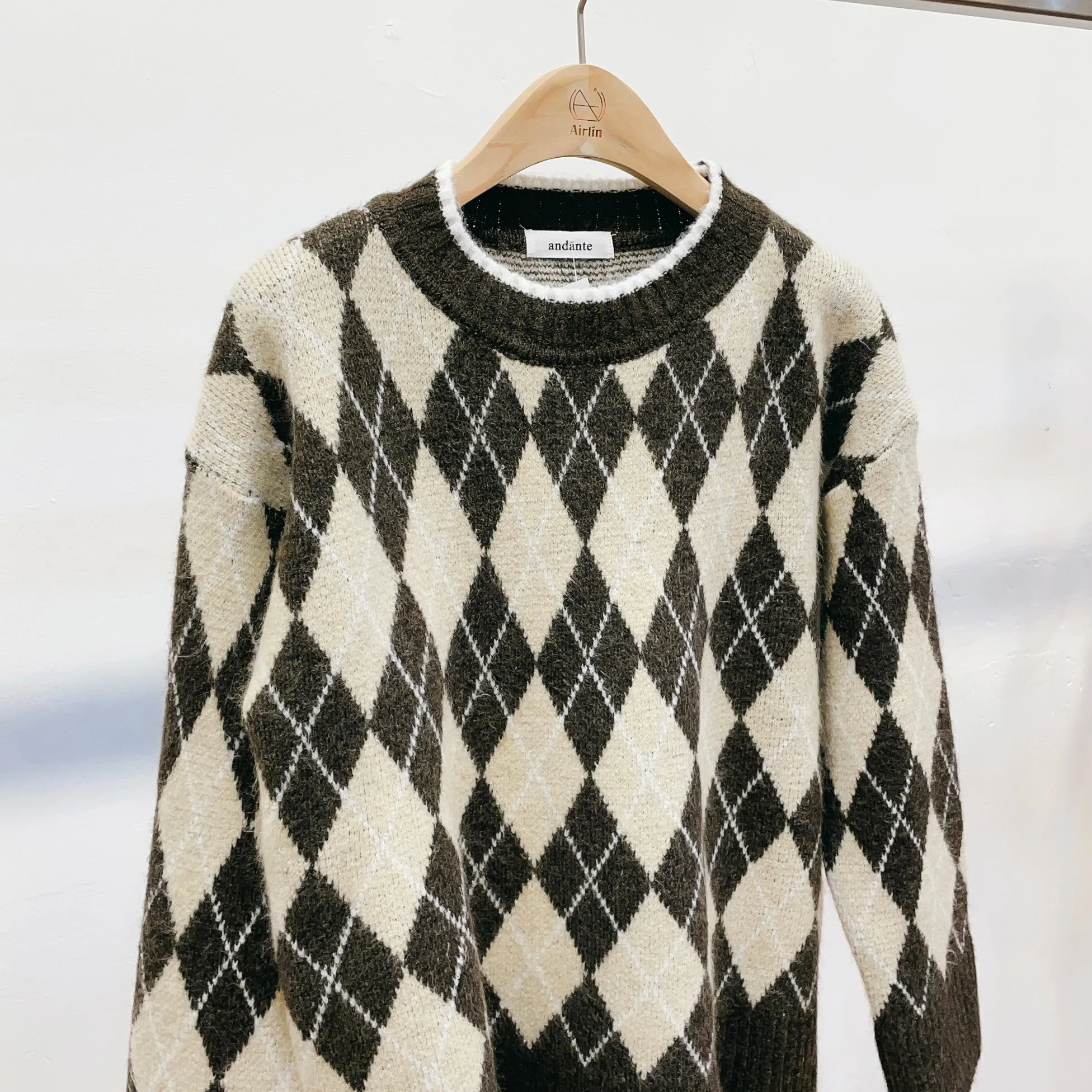 Checked pattern knitted wool jumpers