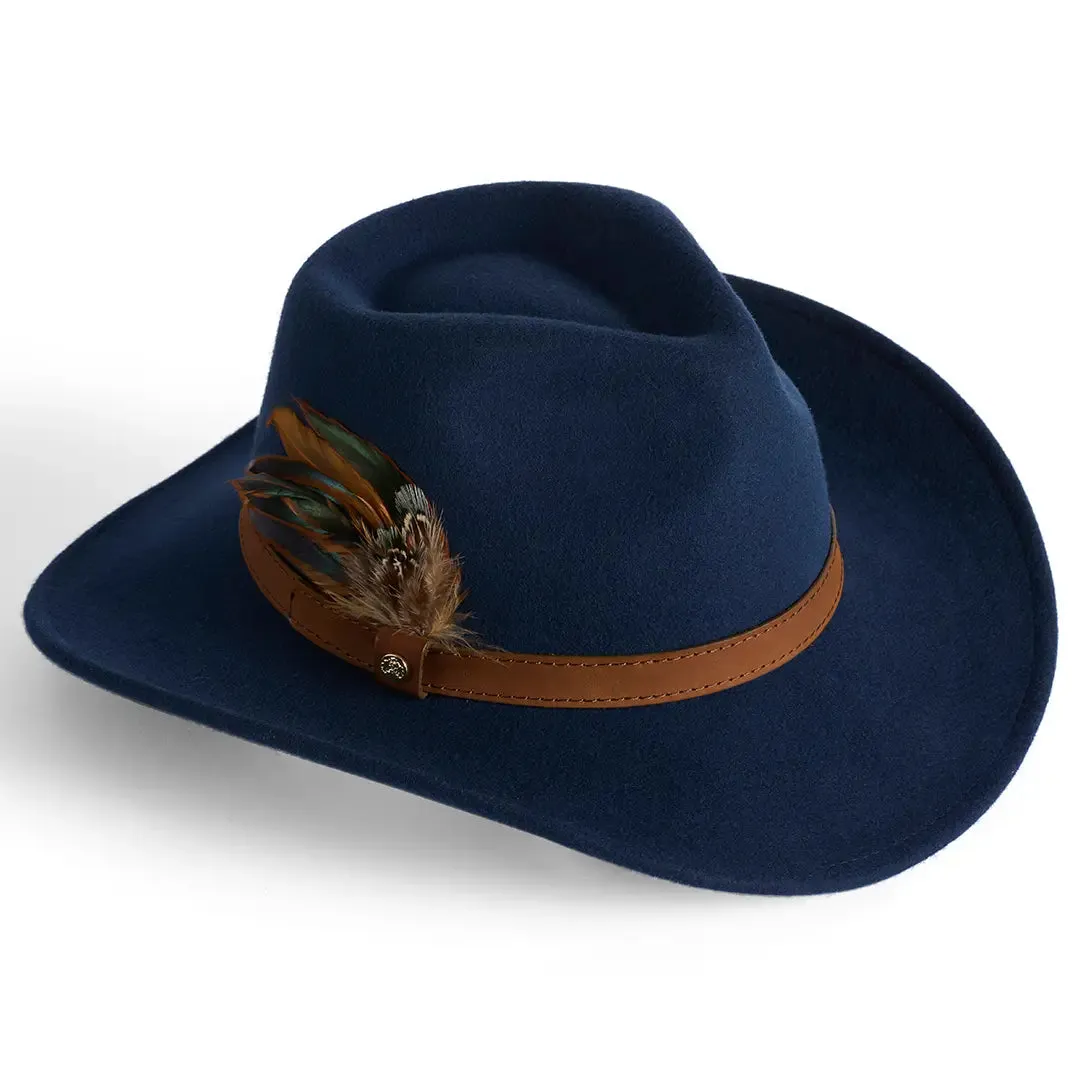 Cheltenham Wool Felt Ladies Fedora - Navy by Failsworth