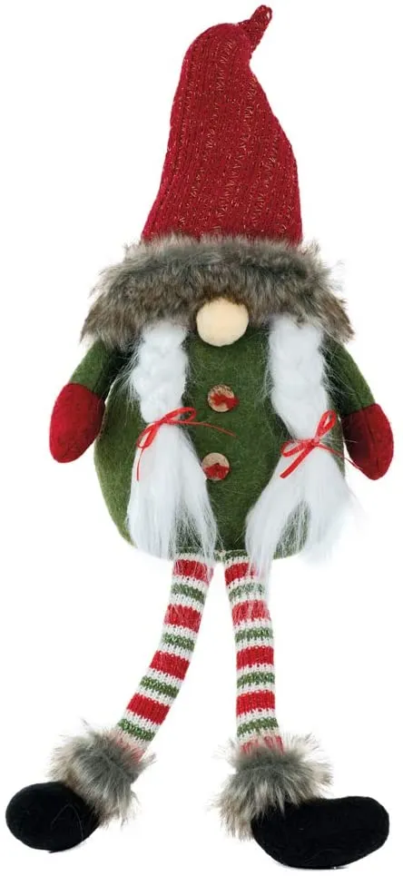 Clover Stripe Dangling Legs Santa Gnome