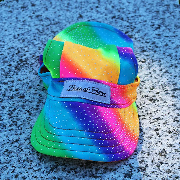 Cooling Dog Hat with UPF50  - Black Light Activator - Rainbow Sparkle