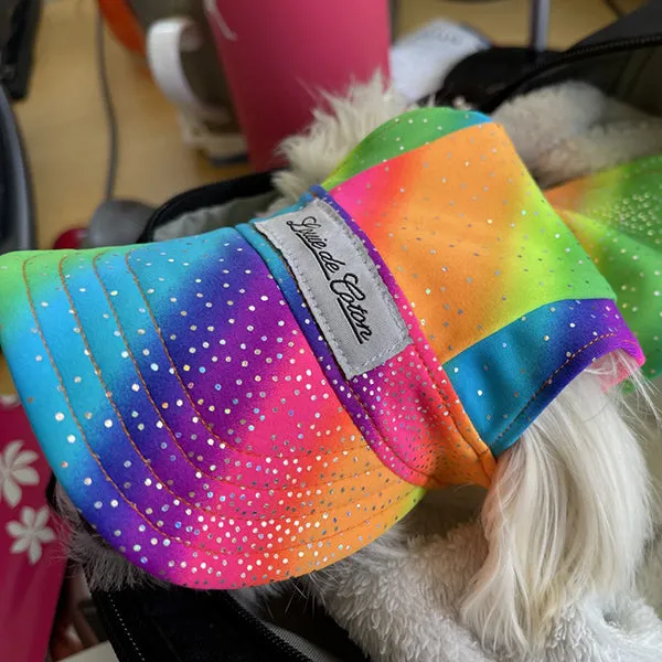 Cooling Dog Hat with UPF50  - Black Light Activator - Rainbow Sparkle