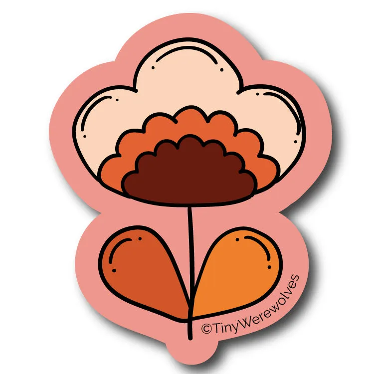 Coral Retro Flower Sticker