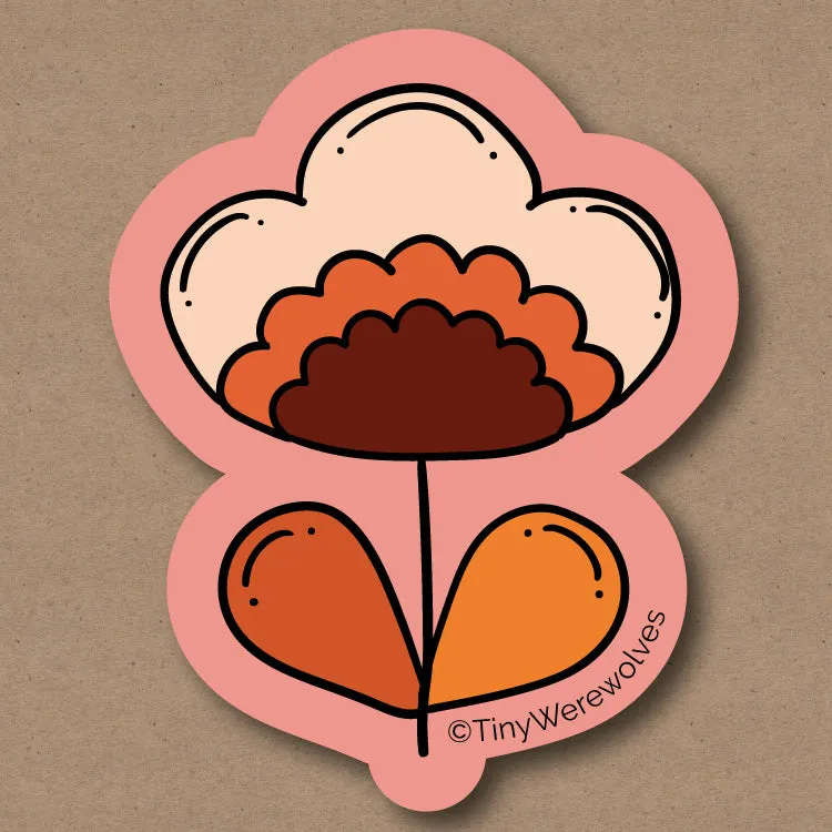 Coral Retro Flower Sticker