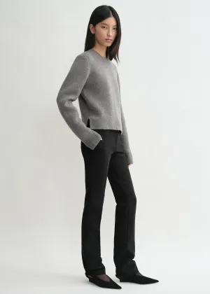 Cropped crew-neck knit grey melange