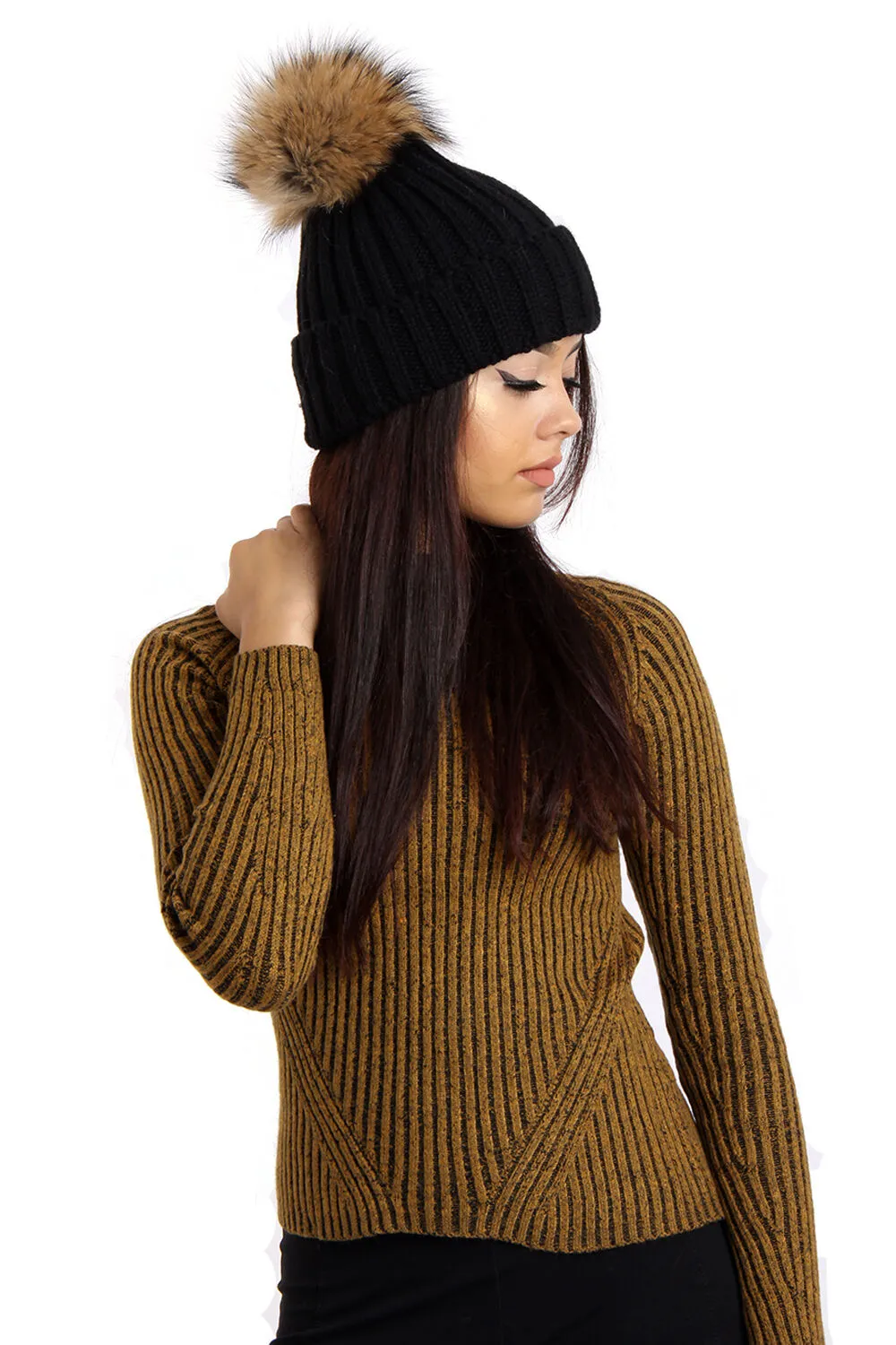 Detachable Faux Fur Bobble Pom Pom Hat