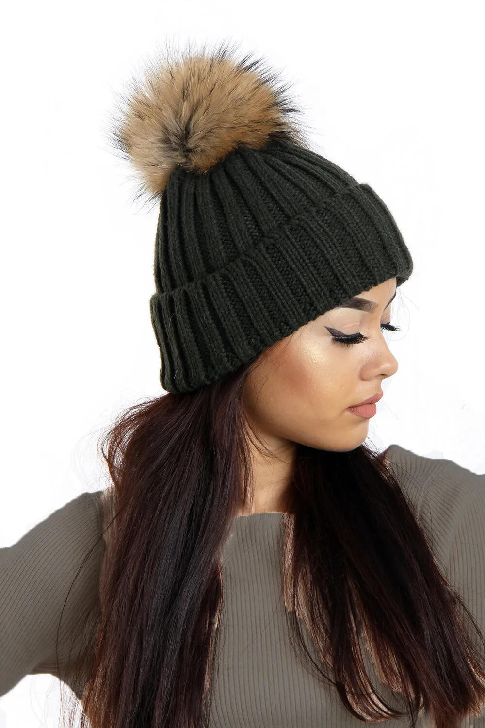 Detachable Faux Fur Bobble Pom Pom Hat