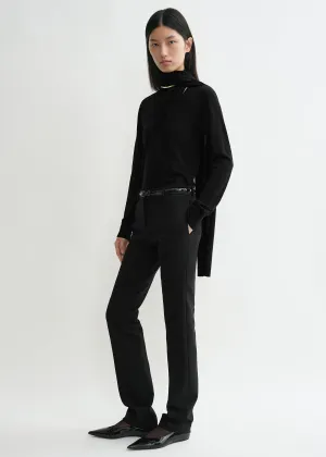 Draped-scarf fine knit black