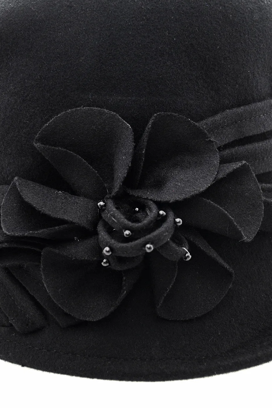 ESTELLA Black Flower Cloche Hat