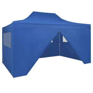 Faltzelt Pop-Up mit 4 Seitenteilen 3 x 4,5 m Blau