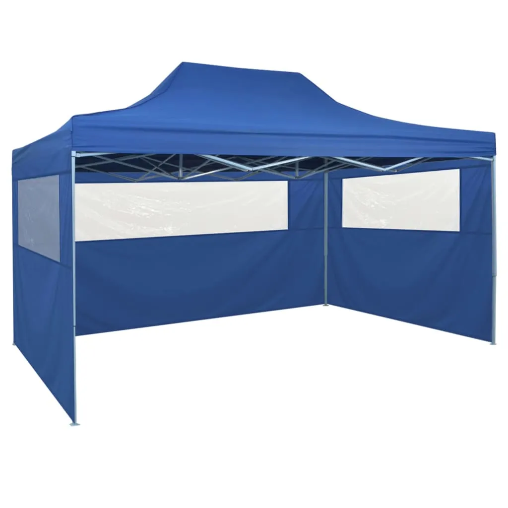 Faltzelt Pop-Up mit 4 Seitenteilen 3 x 4,5 m Blau