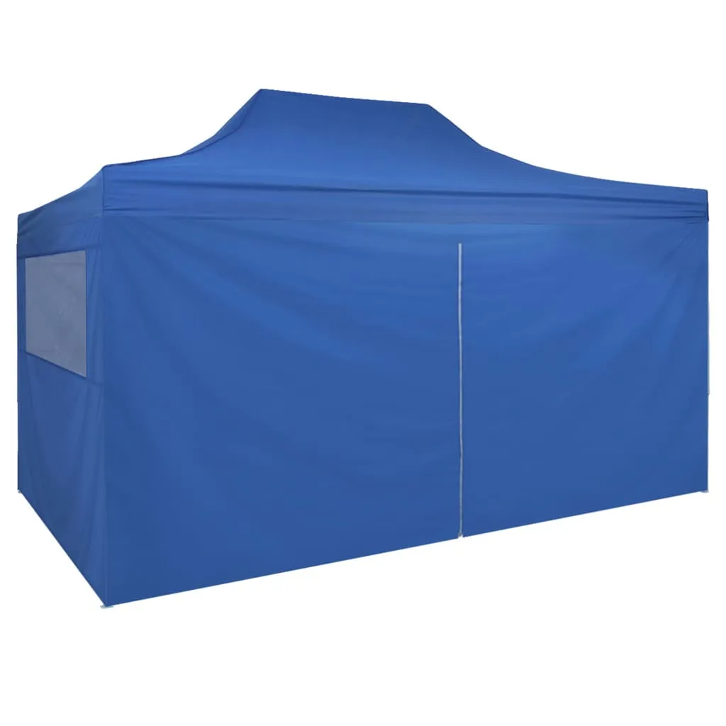 Faltzelt Pop-Up mit 4 Seitenteilen 3 x 4,5 m Blau