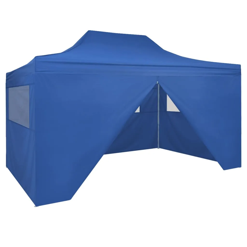 Faltzelt Pop-Up mit 4 Seitenteilen 3 x 4,5 m Blau