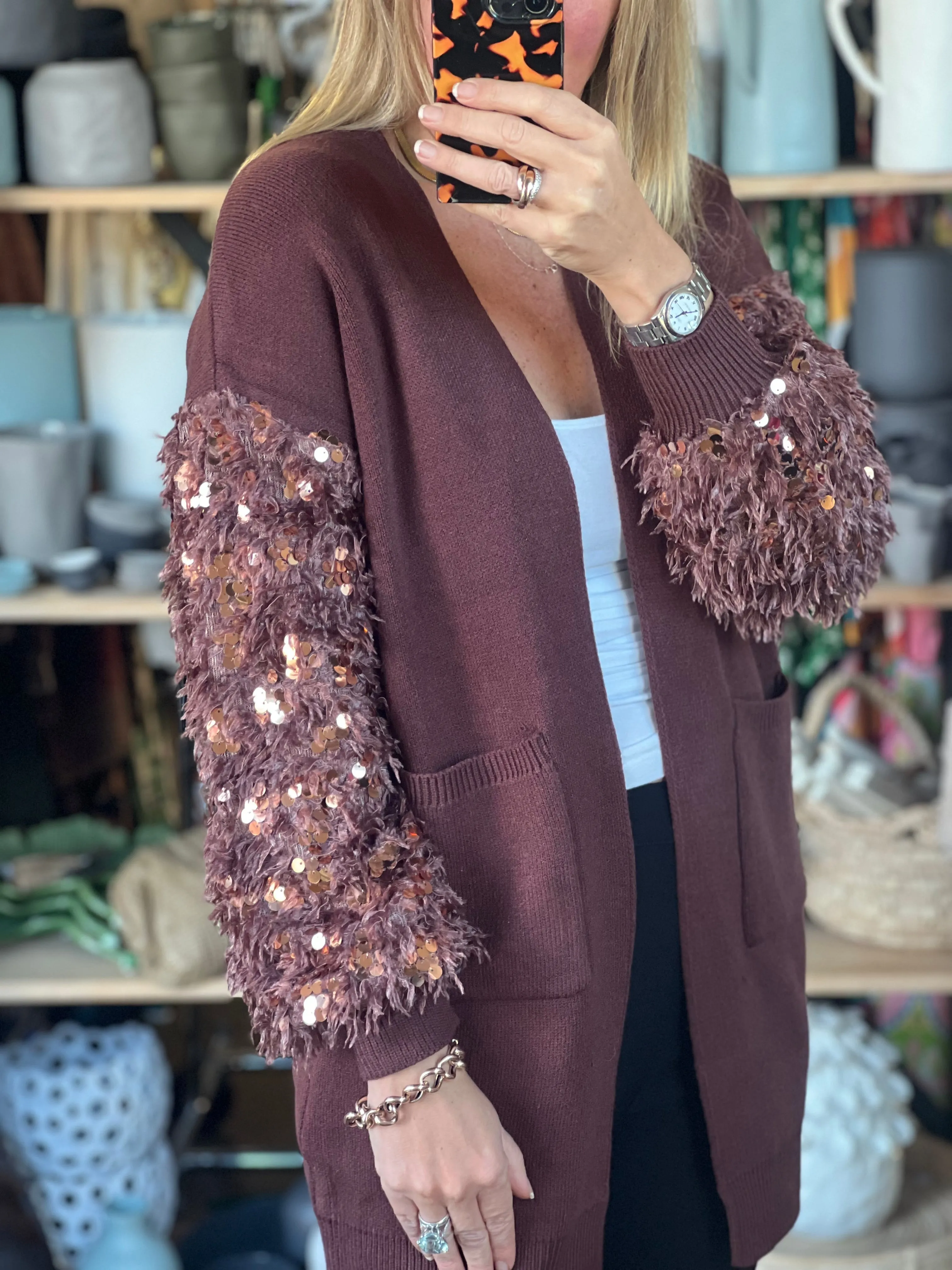 Fru Fru Knit Cardi Chocolate