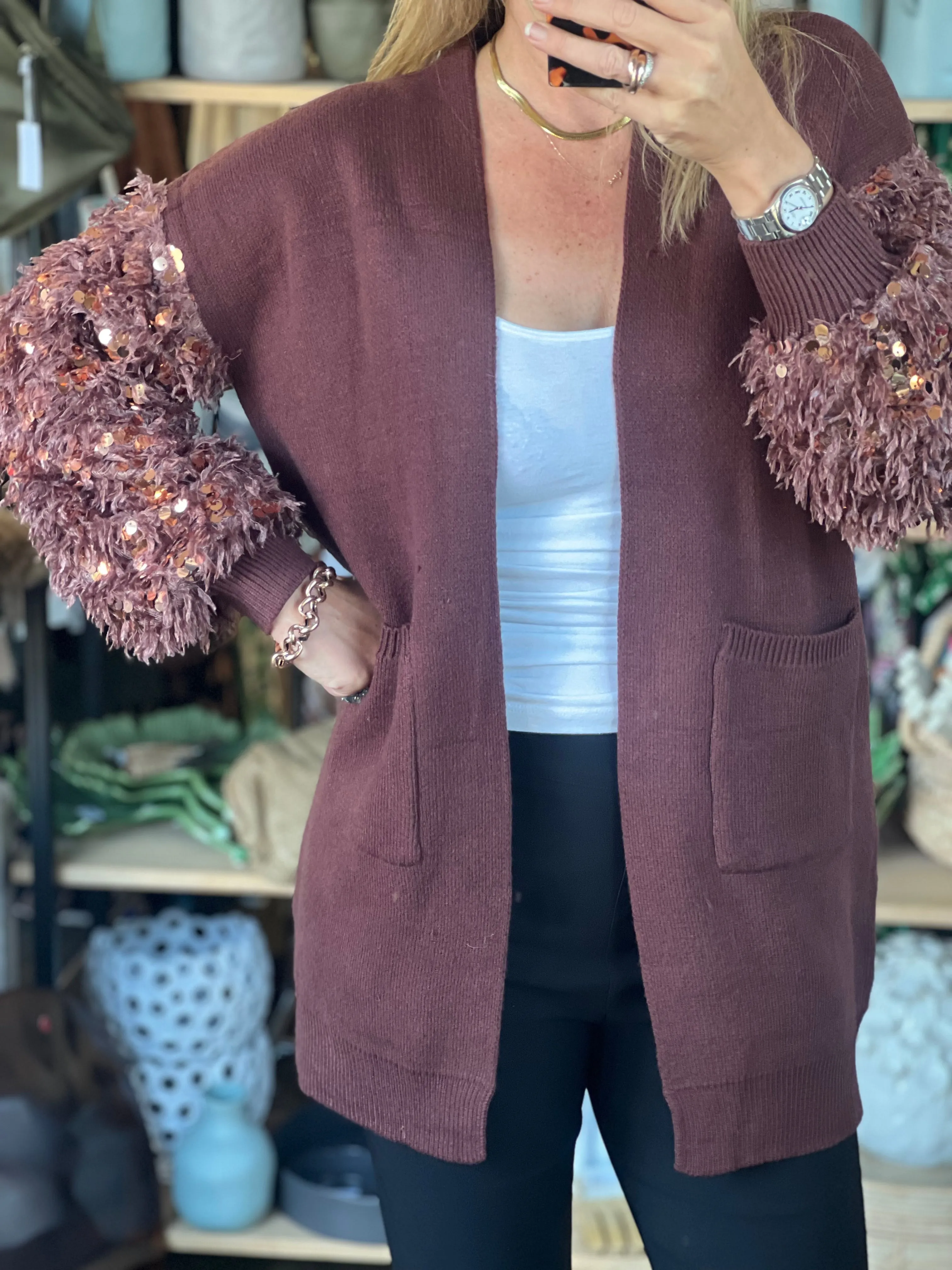 Fru Fru Knit Cardi Chocolate