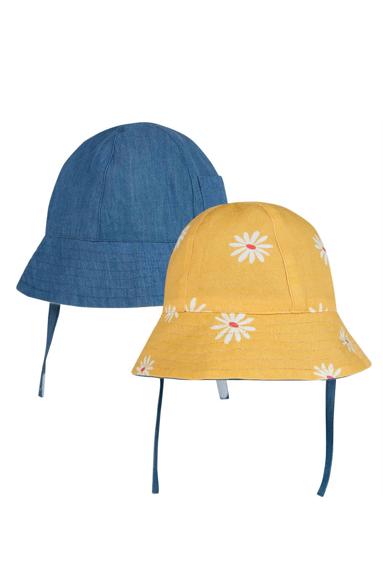 Frugi Helen Reversible Sun Hat Chambray Bumblebee