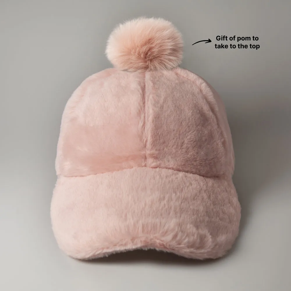 Fur Pom Baseball Cap