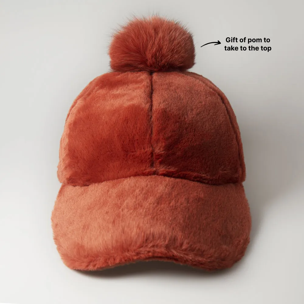 Fur Pom Baseball Cap