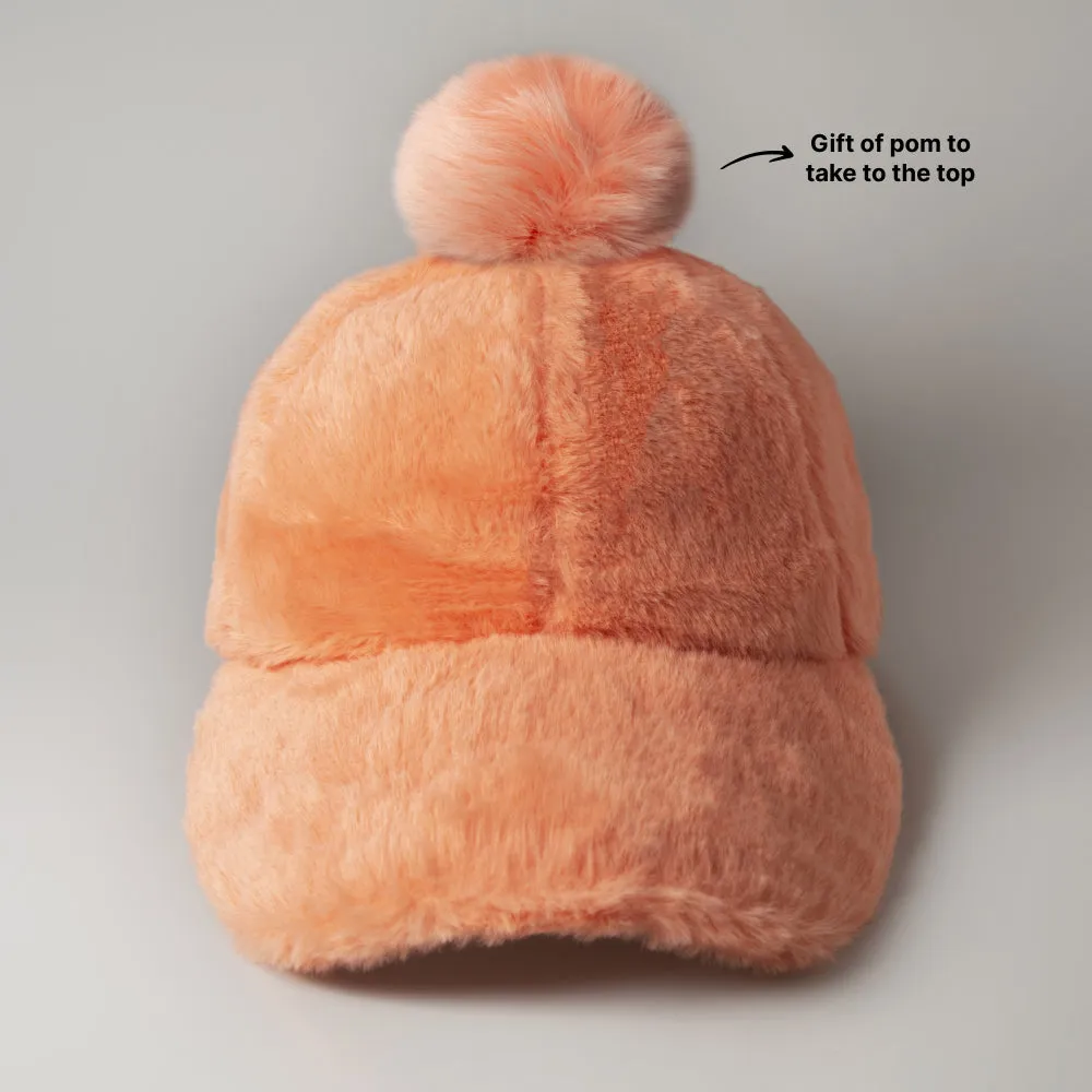 Fur Pom Baseball Cap