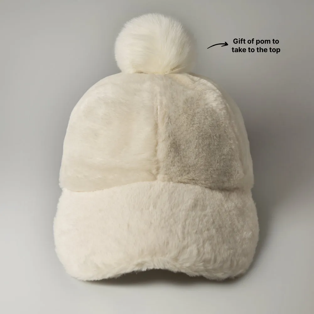 Fur Pom Baseball Cap