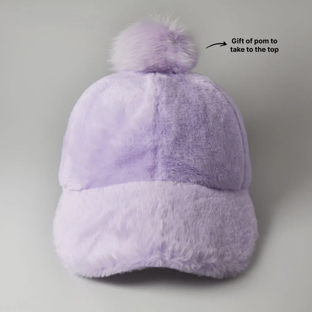 Fur Pom Baseball Cap