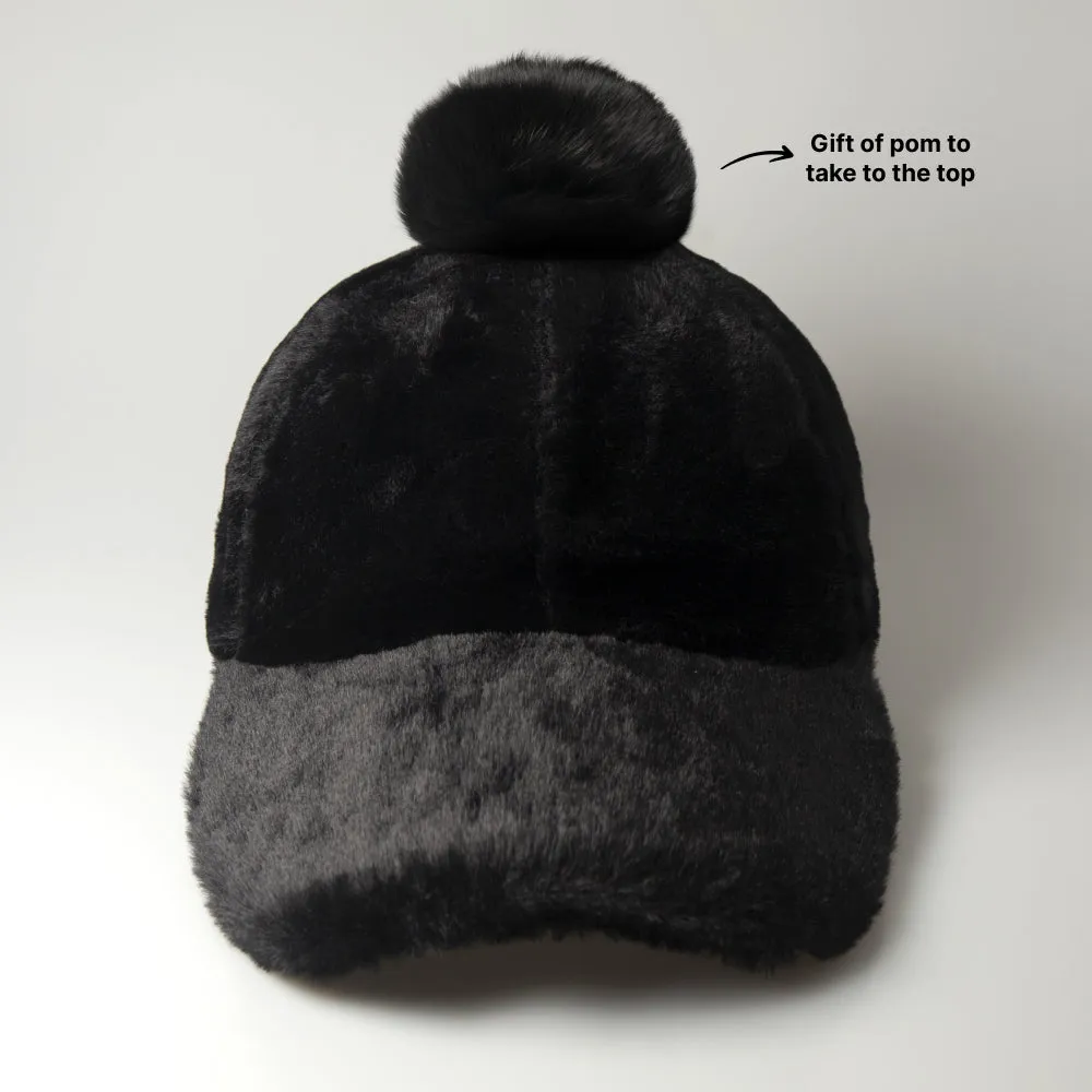 Fur Pom Baseball Cap