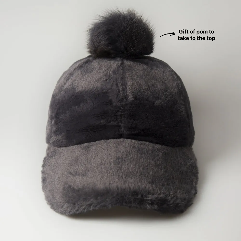 Fur Pom Baseball Cap