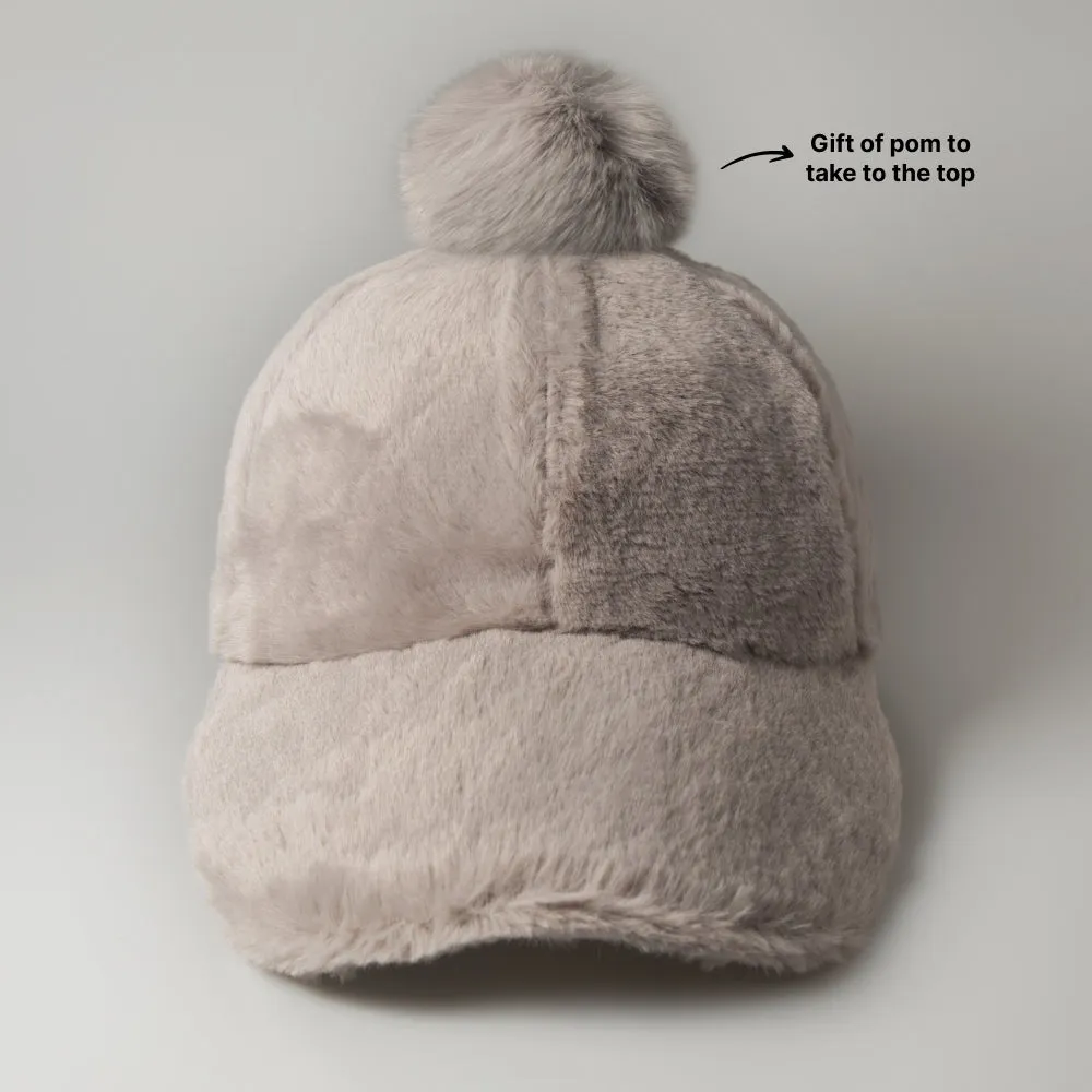 Fur Pom Baseball Cap