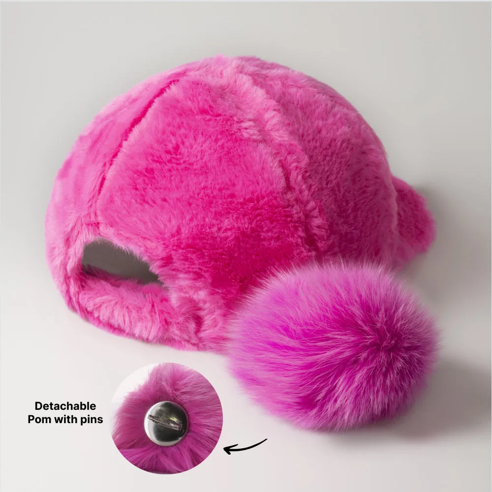 Fur Pom Baseball Cap