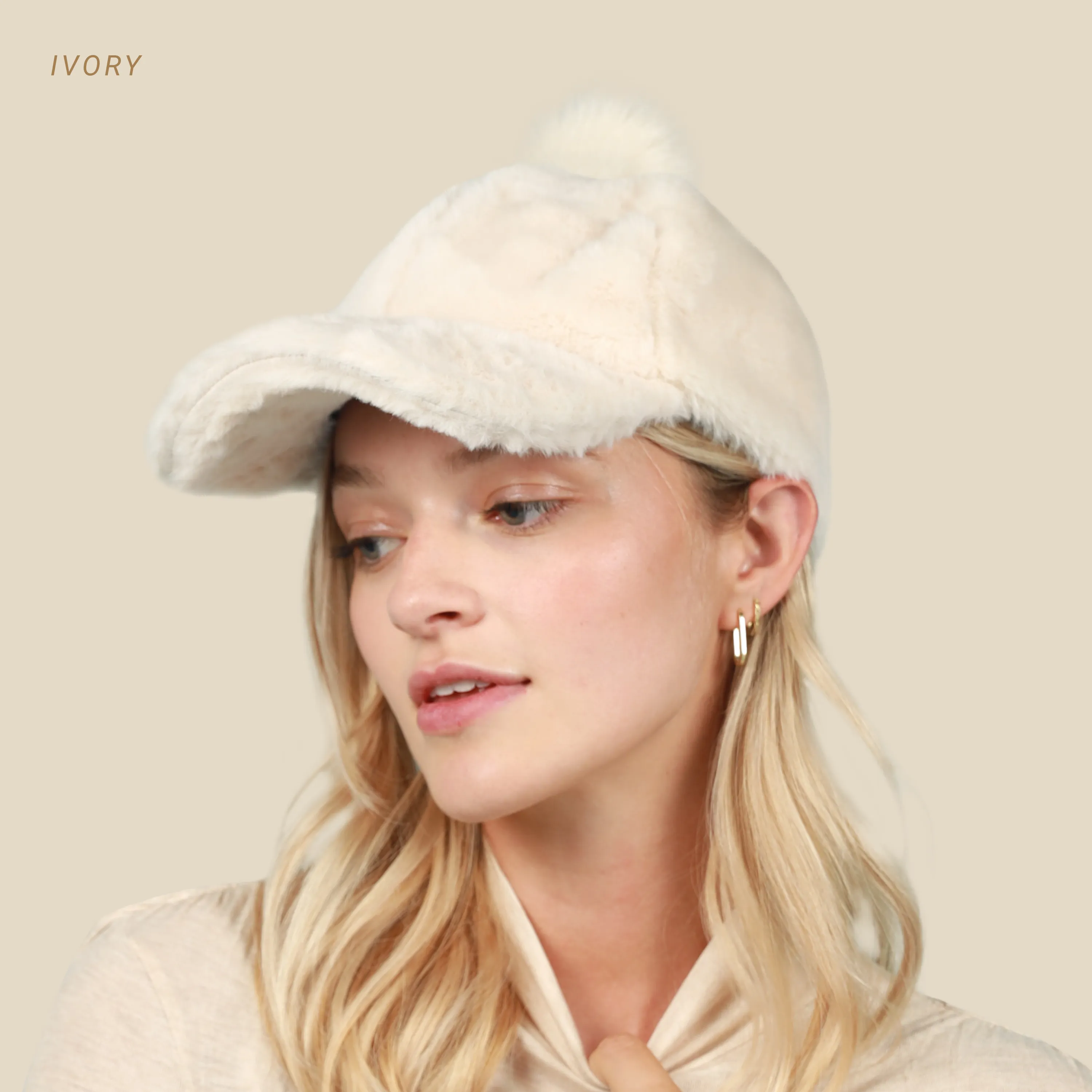 Fur Pom Baseball Cap