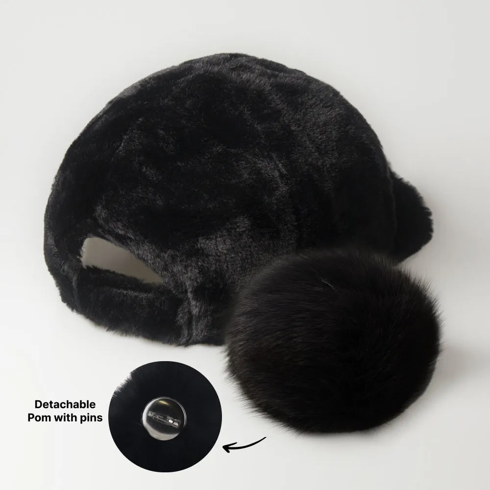 Fur Pom Baseball Cap