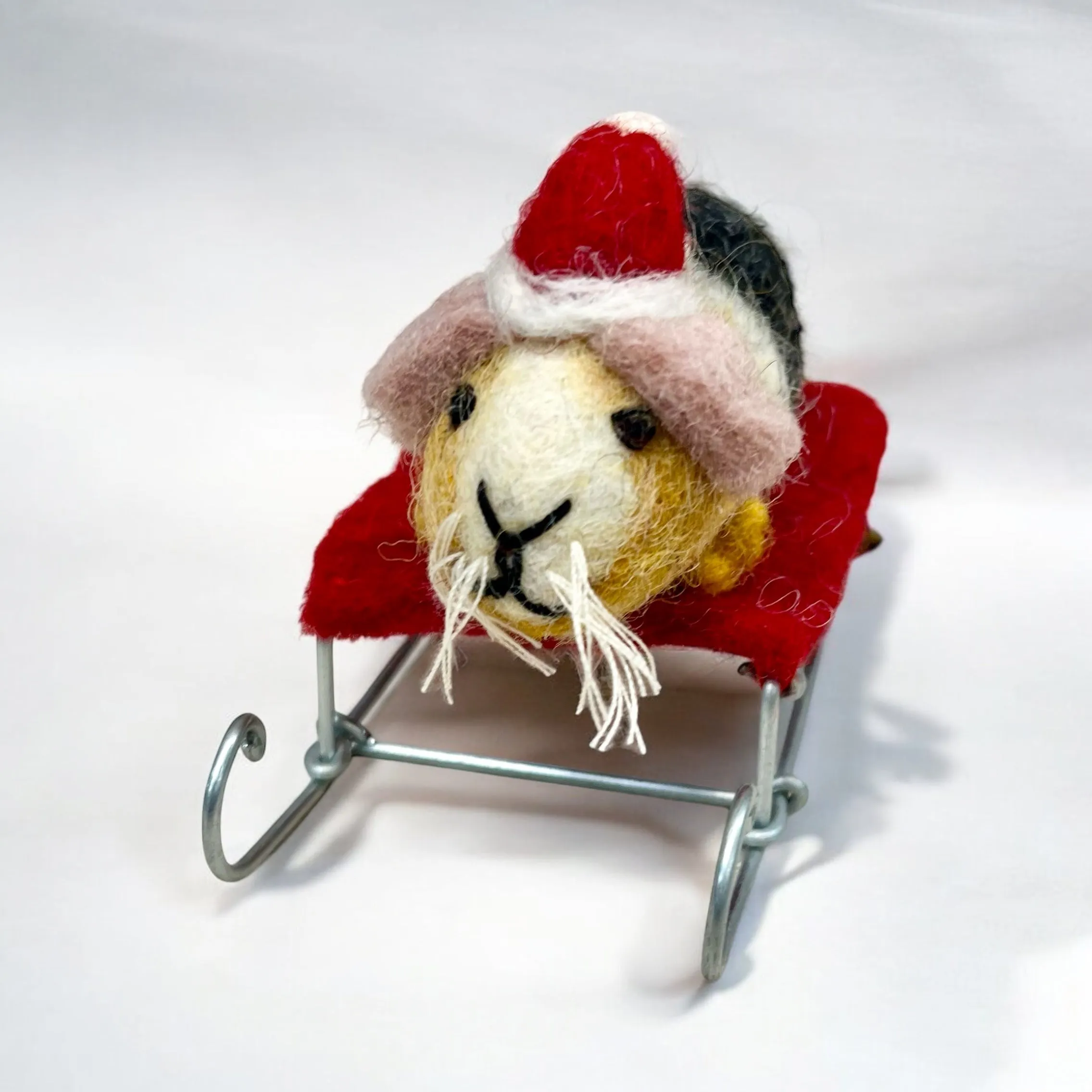 Guinea Pig on a Sledge Christmas Ornament, Unique Christmas Gift, Guinea Pig Lovers Gift, Christmas Tree Ornament, Hand Made Christmas Gift