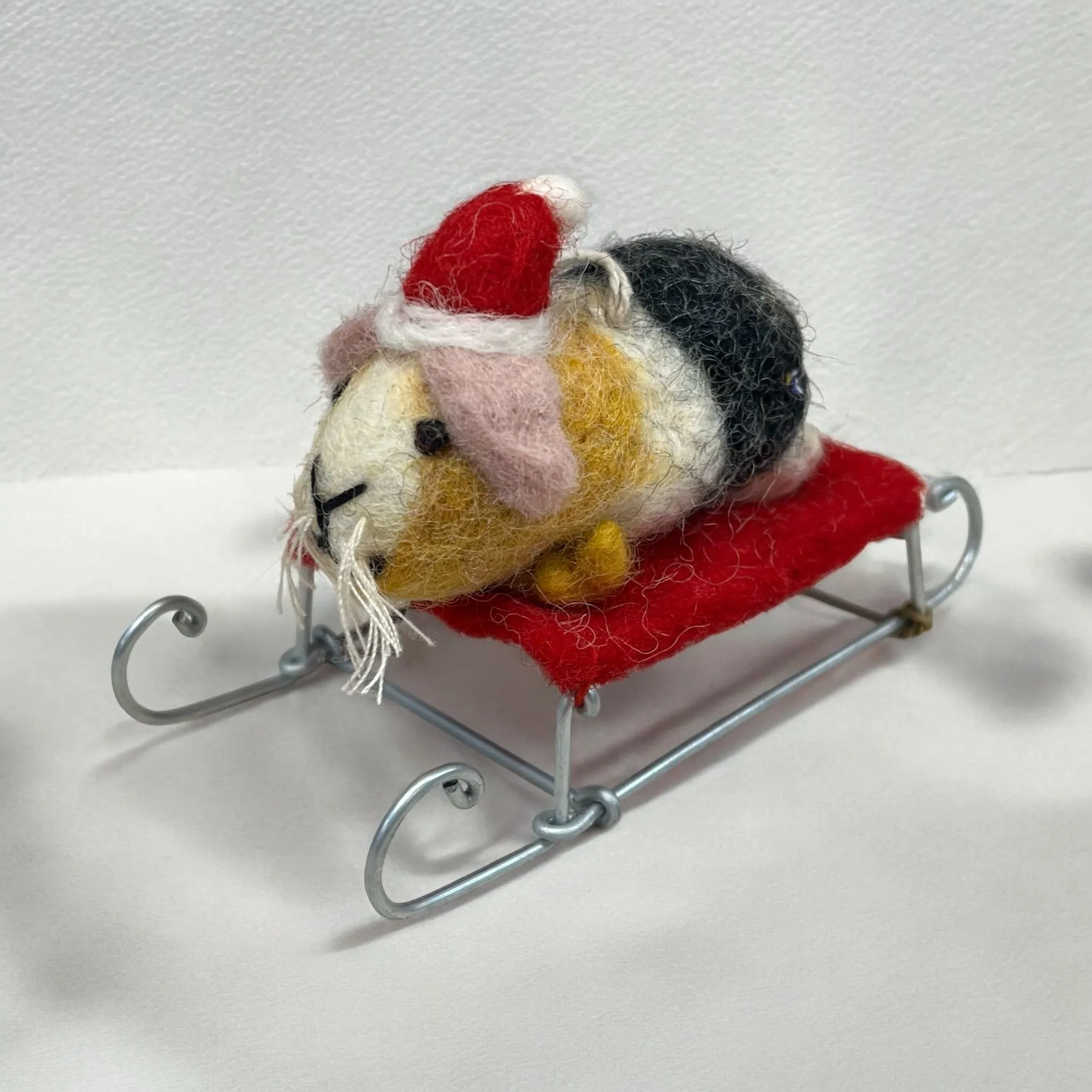 Guinea Pig on a Sledge Christmas Ornament, Unique Christmas Gift, Guinea Pig Lovers Gift, Christmas Tree Ornament, Hand Made Christmas Gift