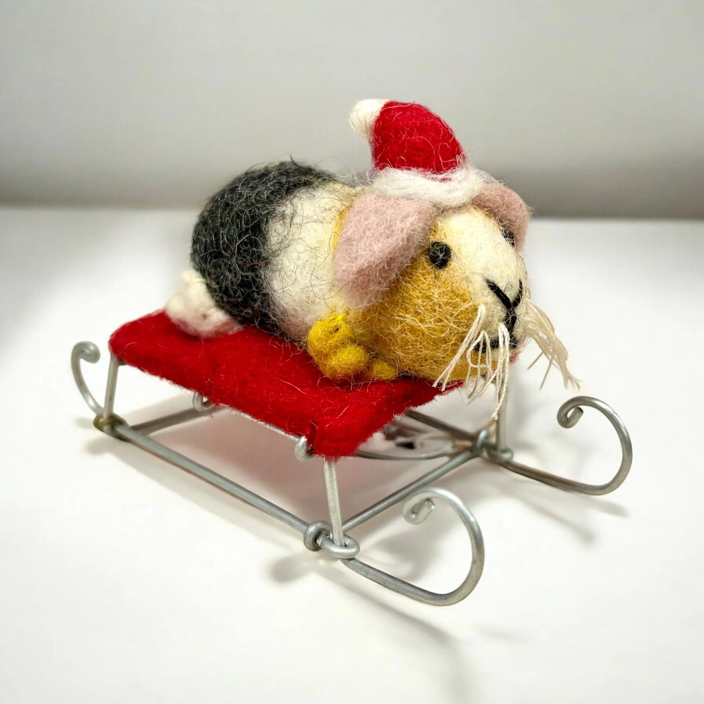 Guinea Pig on a Sledge Christmas Ornament, Unique Christmas Gift, Guinea Pig Lovers Gift, Christmas Tree Ornament, Hand Made Christmas Gift