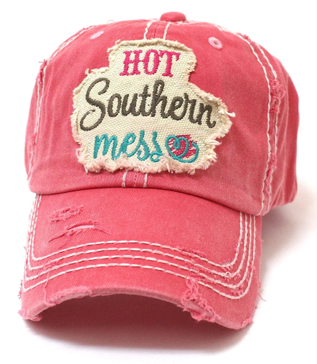 Hot Southern Mess Patch Embroidery Distressed Baseball Hat