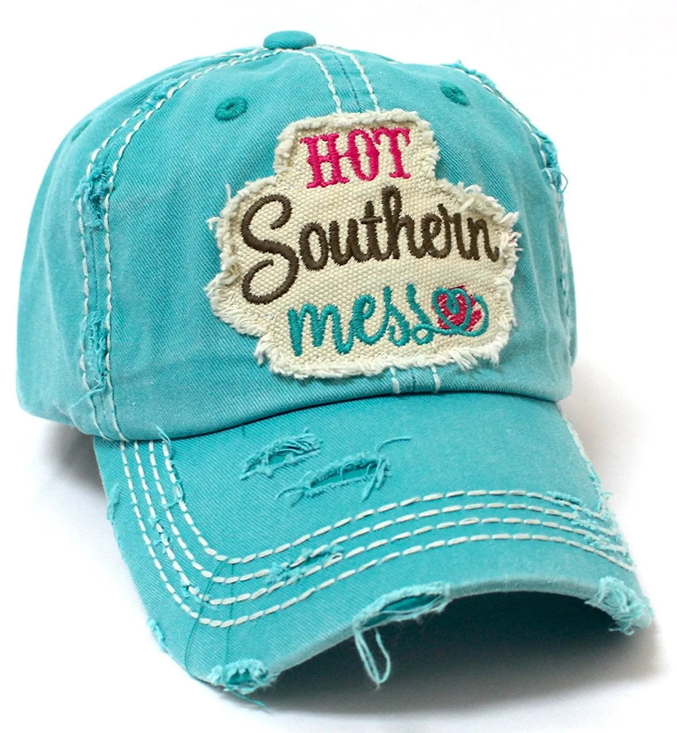 Hot Southern Mess Patch Embroidery Distressed Baseball Hat