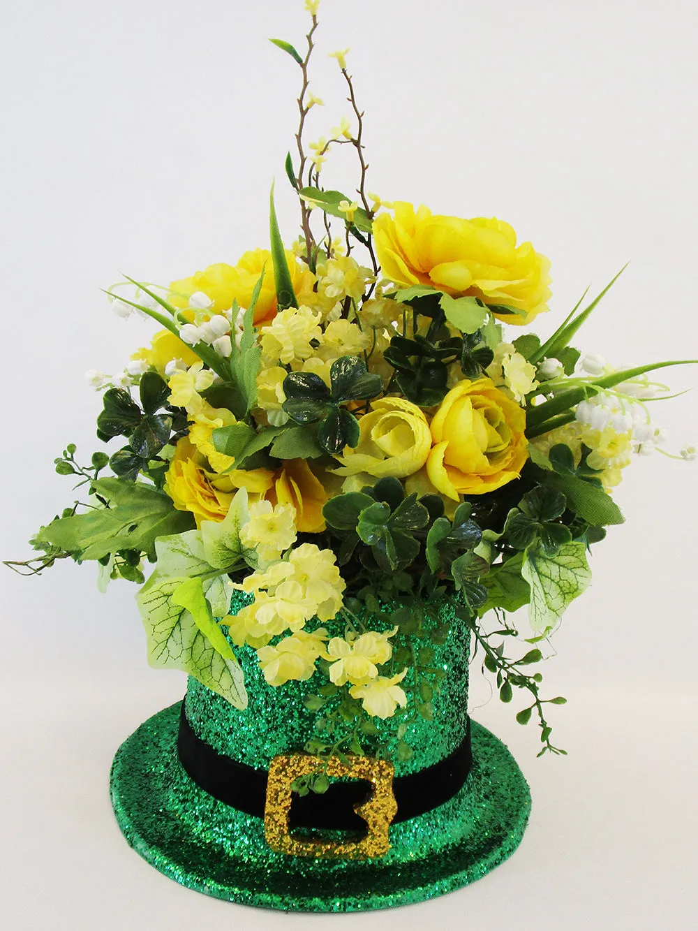 Irish Top Hat Silk Floral Table Centerpiece