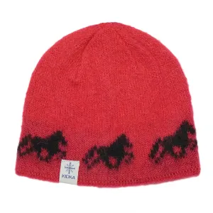 Kidka wool hat - Icelandic horse - Pink